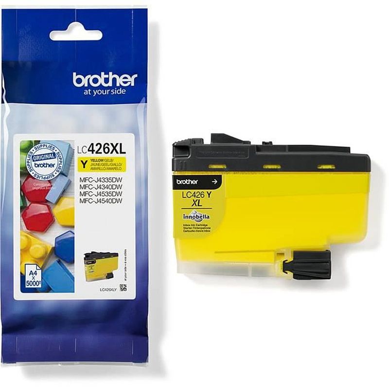 Foto van Lc426xly inktcartridge - brother - 5000 pagina's hoog rendement geel - voor mfc-j4340dw, mfc-j4540dw en mfc-j4540dwxl