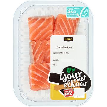 Foto van 4+2 gratis | jumbo zalmblokjes 125g aanbieding bij jumbo