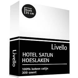 Foto van Livello hotel hoeslaken satijn wit 160 x 200 cm