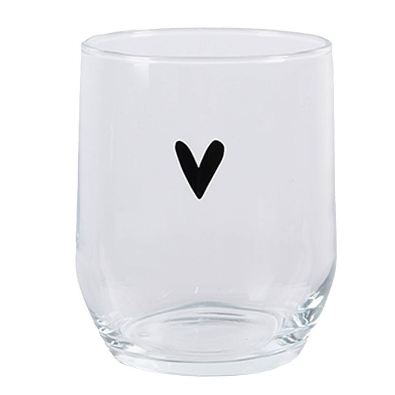 Foto van Clayre & eef waterglas hart 300 ml transparant glas drinkbeker transparant drinkbeker