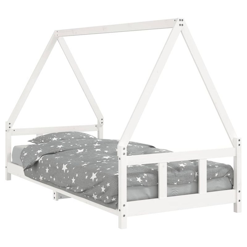 Foto van Vidaxl kinderbedframe 90x200 cm massief grenenhout wit