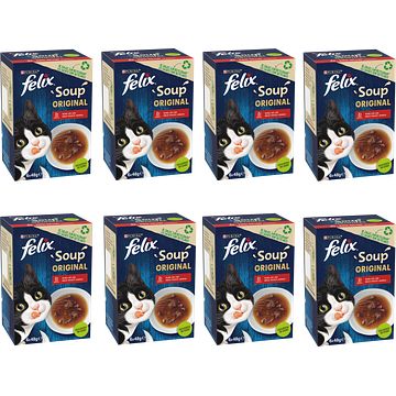 Foto van Felix soup farm selectie met rund, kip en lam kattensoep 8 x 6 x 48g bij jumbo