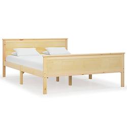 Foto van The living store bedframe massief grenenhout - - afmetingen- 208 x 168 x 77 cm - onbehandeld - montage vereist