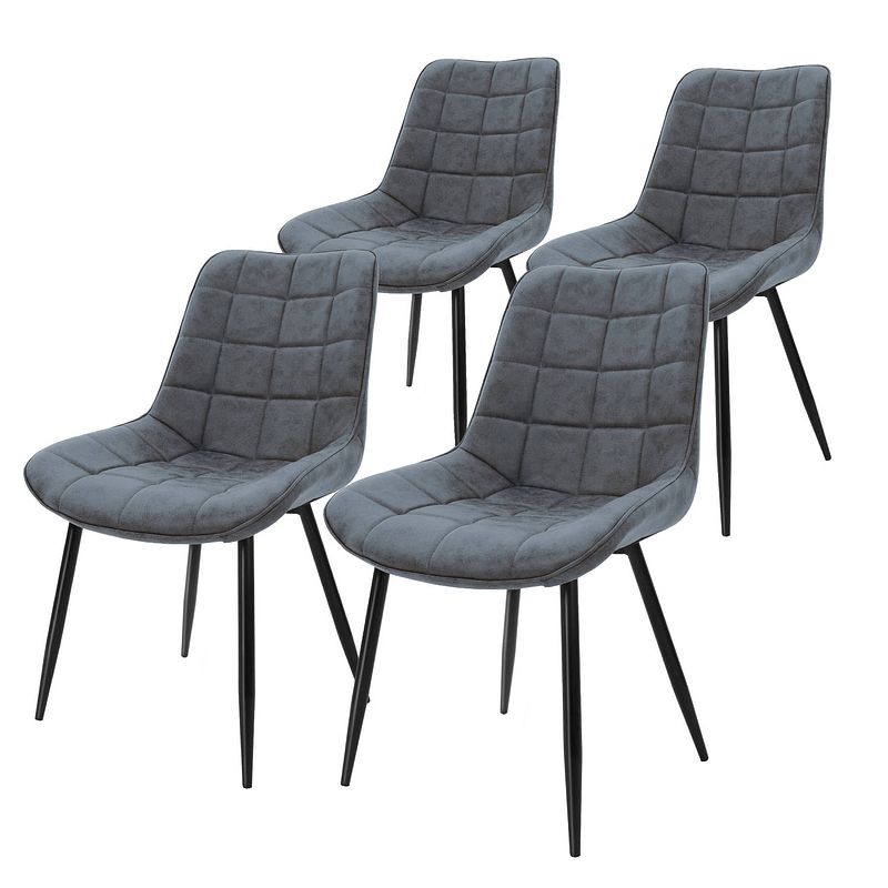 Foto van Ml-design set van 4 eetkamerstoelen met rugleuning, antraciet, keukenstoel met kunstleren bekleding, gestoffeerde stoel