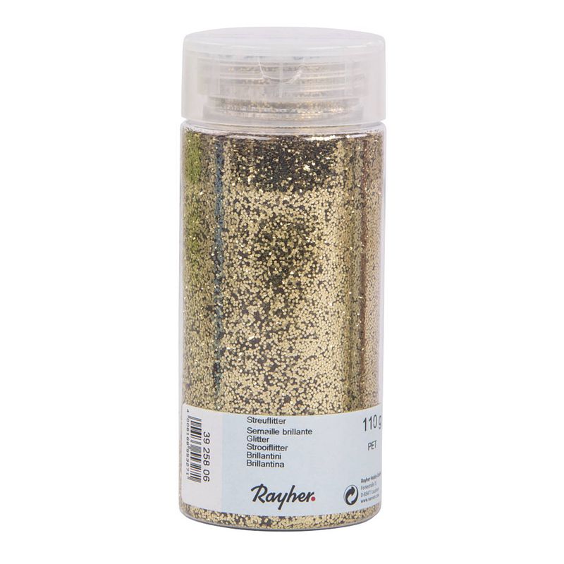 Foto van 1x potje hobby materiaal strooi glitters goud 110 gram - hobbydecoratieobject