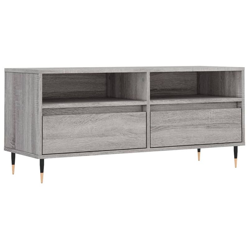 Foto van The living store tv-meubel - grijs sonoma eiken - 100 x 34.5 x 44.5 cm - opbergruimte - stevig materiaal