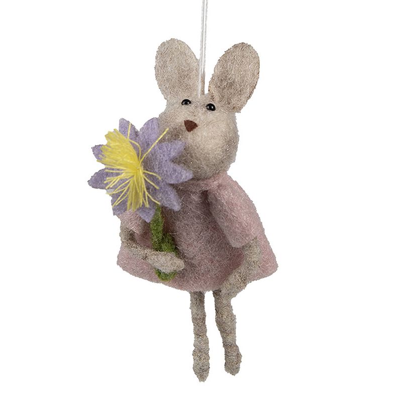 Foto van Clayre & eef paashanger konijn 11 cm beige roze stof decoratie hanger beige decoratie hanger