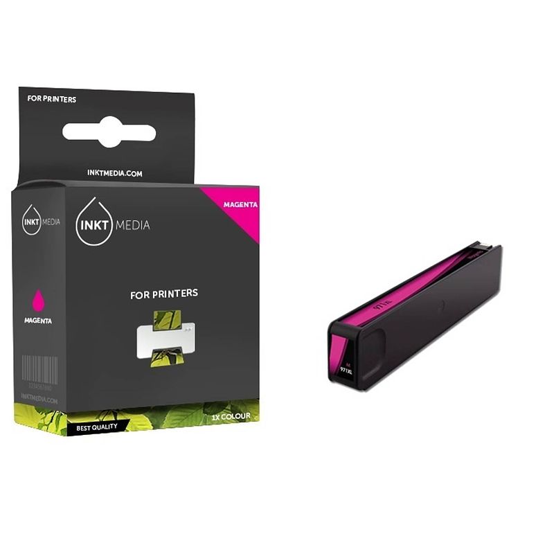 Foto van Inktmedia® -navulinkt - geschikt hp 971xl (cn627ae) inktcartridge magenta - navul inkt - refill inkt