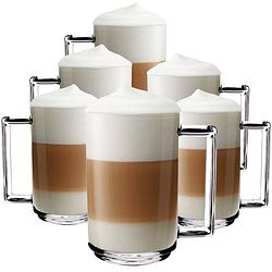 Foto van Luxe latte macchiato - koffieglazen - cappuccino glazen - cappuccino kop - latte glazen - 320 ml - set van 6