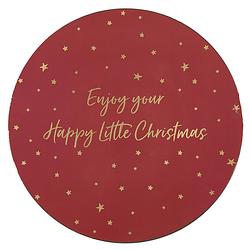 Foto van Clayre & eef onderbord ø 33 cm rood goudkleurig melamine sterren enjoy your happy little christmas rood