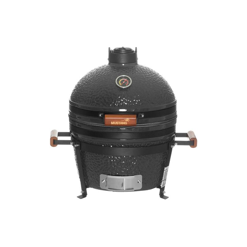 Foto van Mustang grill kamado s barbecue houtskool thermometer in deksel grilloppervlak (diameter)=325 mm grijs