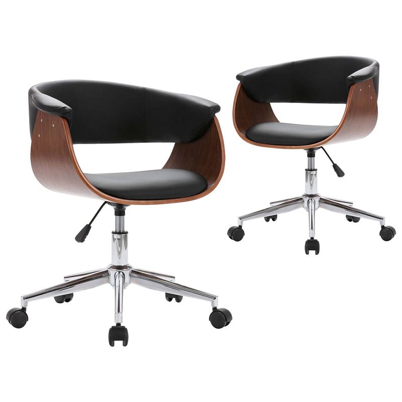 Foto van The living store draaibare eetkamerstoelen - set van 2 - zwart - 59.5 x 58 x (66 - 74) cm - kunstleer