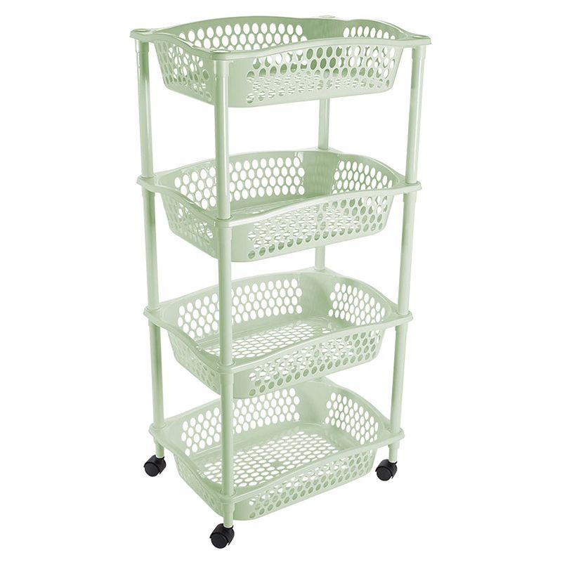 Foto van Keuken opberg trolleys/roltafels met 4 manden 86 cm mintgroen - opberg trolley