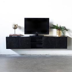 Foto van Giga meubel - zwevend tv-meubel - zwart mangohout - 200x30x40cm - zen
