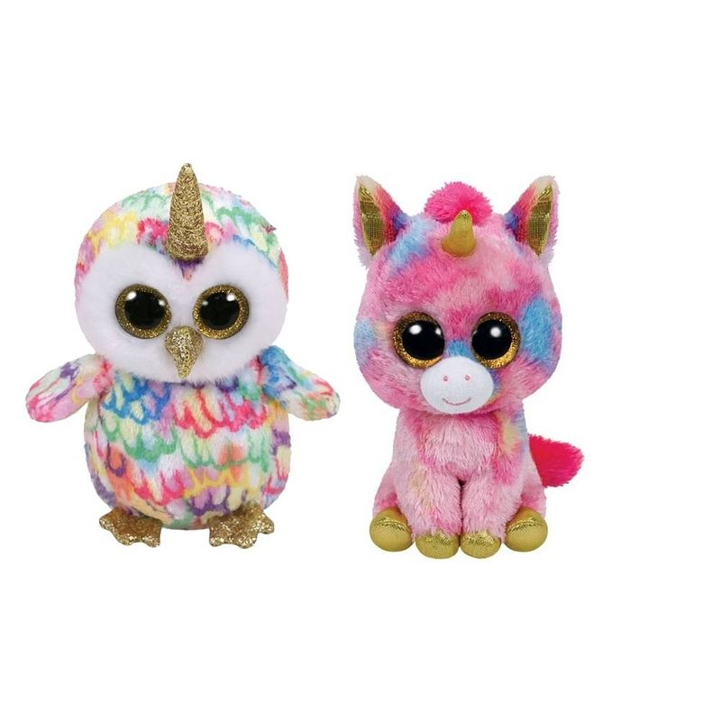 Foto van Ty - knuffel - beanie boo's - enchanted owl & fantasia unicorn