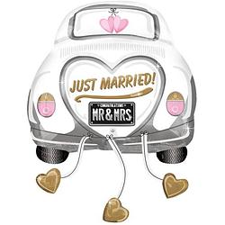 Foto van Amscan folieballon super shape just married trouwauto wit