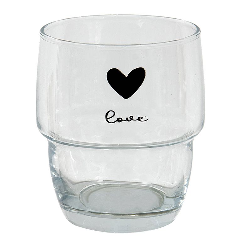 Foto van Clayre & eef waterglas 100 ml transparant glas hart love drinkbeker drinkglas transparant drinkbeker drinkglas