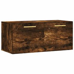 Foto van The living store zwevende wandkast - gerookt eiken - 80 x 36.5 x 35 cm - bewerkt hout