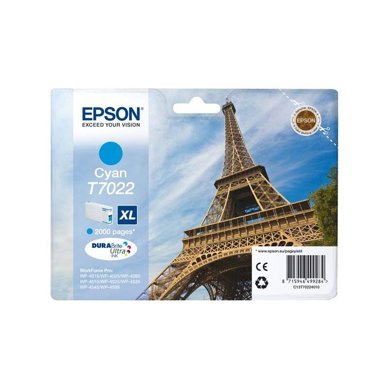 Foto van Epson t7022 cyaan cartridge