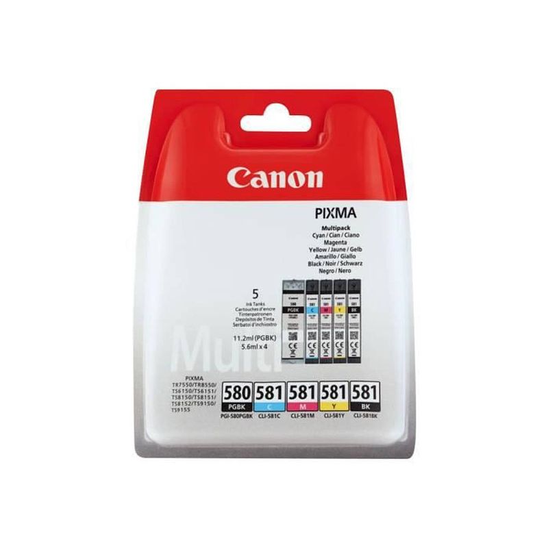 Foto van Canon pack van 5 pgi-580 / cli-581 pgbk / bk / c / m / y-cartridges - zwart + kleur