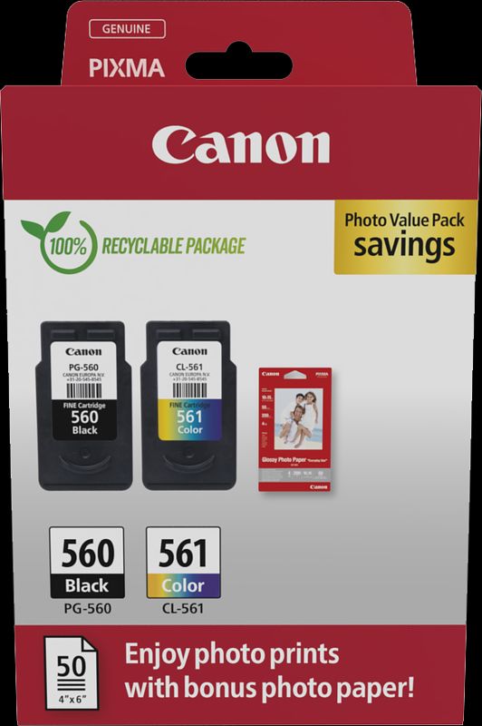 Foto van Canon pg-560/cl-561 cartridge + fotopapier