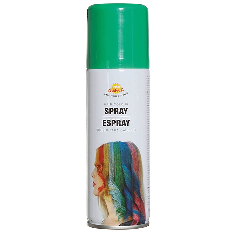 Foto van Fiestas guirca carnaval verkleed haar verf/spray - groen - spuitbus - 125 ml - verkleedhaarkleuring