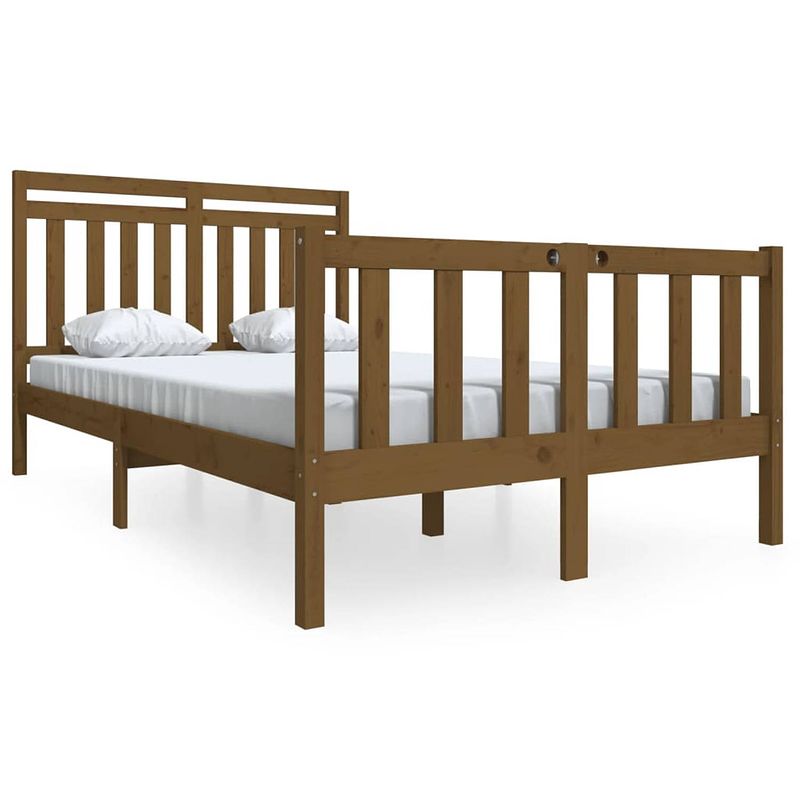 Foto van The living store bedframe grenenhout - 140 x 200 cm - honingbruin