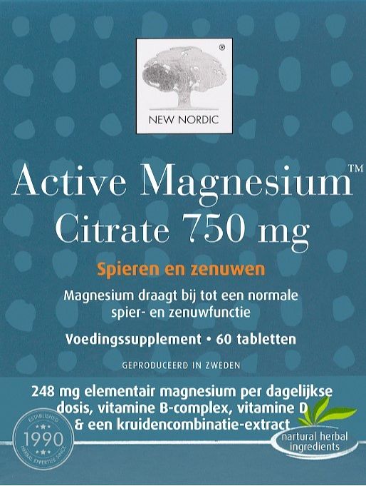 Foto van New nordic active magnesium citrate 750mg tabletten