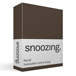 Foto van Snoozing - flanel - hoeslaken - extra hoog - 180x200 - bruin