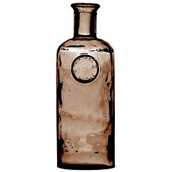 Foto van Natural living bloemenvaas olive bottle - kastanje transparant - glas - d13 x h27 cm - fles vazen - vazen