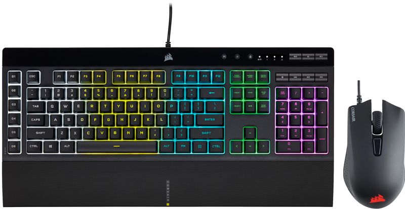 Foto van Corsair k55 rgb pro qwerty + corsair harpoon rgb pro