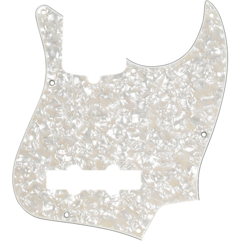 Foto van Fender 10-hole contemporary jazz bass pickguard aged white pearl slagplaat voor fender jazz bass