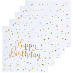 Foto van Verjaardag feest servetten happy birthday - 50x - wit - 33 x 33 cm - feestservetten