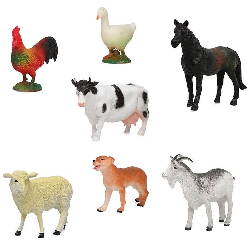 Foto van 7x plastic boerderijdieren speelgoed figuren voor kinderen - speelfigurenset