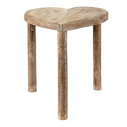 Foto van Clayre & eef bijzettafel hart 29*26*32 cm bruin hout plantentafel sidetable bruin plantentafel sidetable