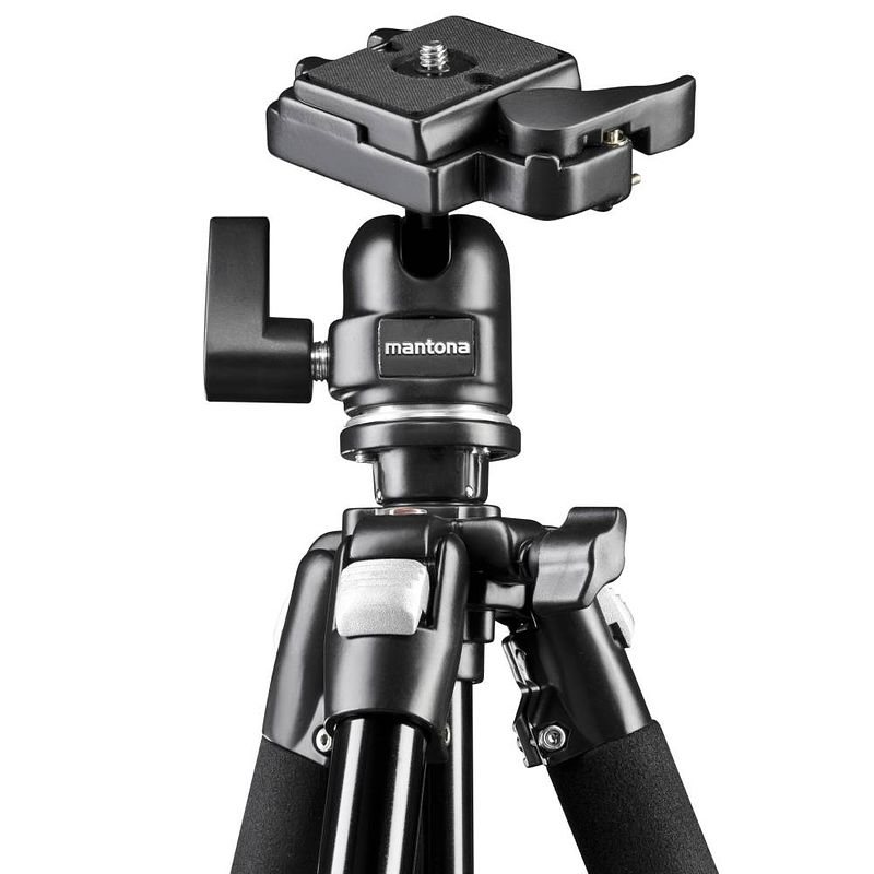 Foto van Mantona scout max stativ tripod 3/8 inch werkhoogte: 60 - 157 cm zwart kogelkop