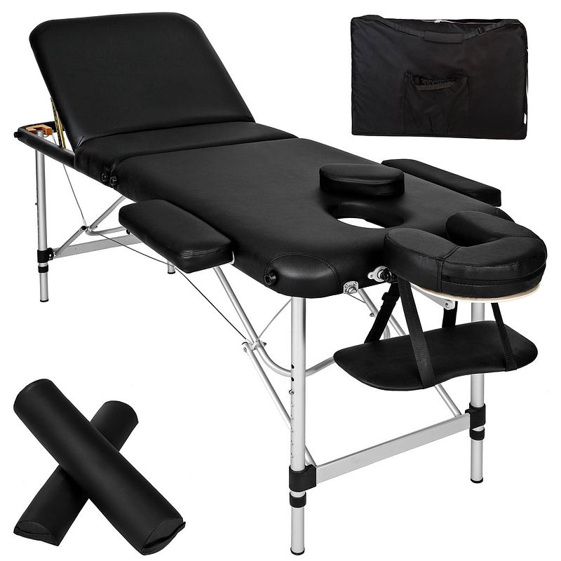 Foto van Tectake® - js 3 zones massagetafel zwart met rolkussens en tas - 404634