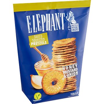 Foto van Elephant pretzels honing, mosterd en ui 160g bij jumbo