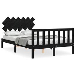 Foto van The living store bedframe massief grenenhout - zwart - 195.5 x 140.5 x 81 cm - multiplex lattenbodem