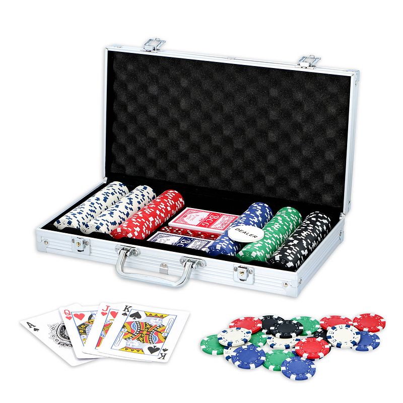 Foto van Tom pokerset in koffer 300 fiches multicolor