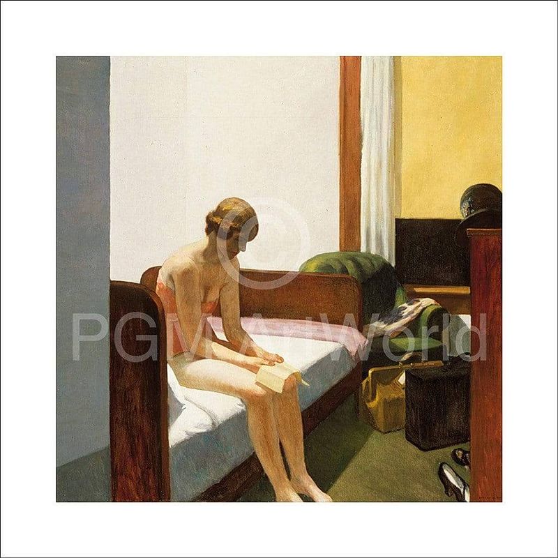 Foto van Edward hopper - hotel room, 1931 kunstdruk 70x70cm