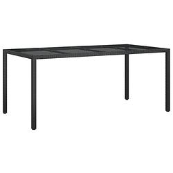 Foto van Vidaxl tuintafel 190x90x75 cm gehard glas en poly rattan black