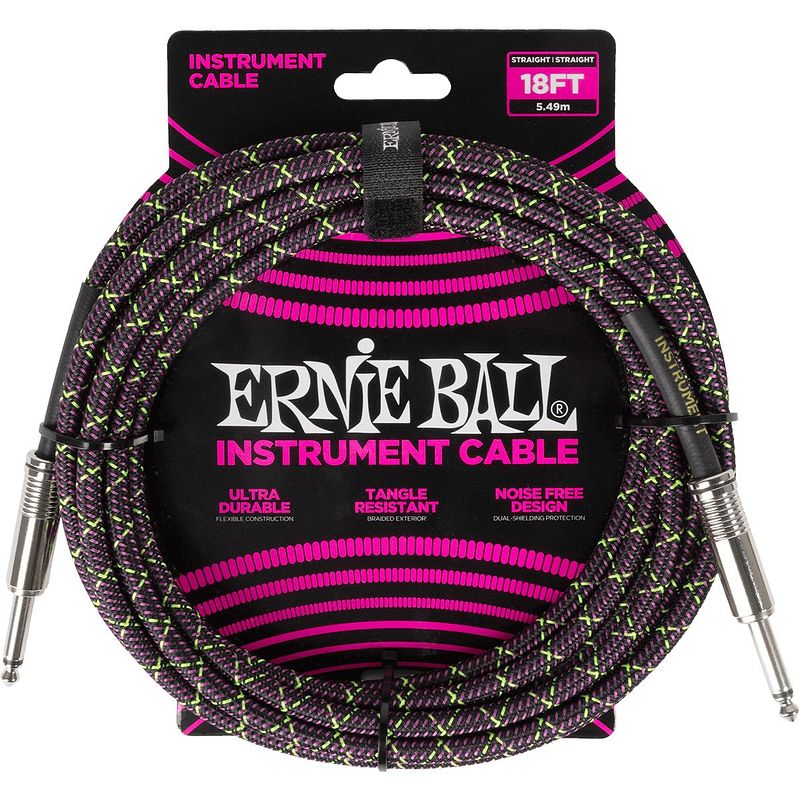 Foto van Ernie ball 6431 braided purple python instrumentkabel 5,5 meter