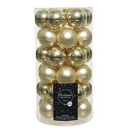 Foto van 36x champagne beige kleine glazen kerstballen 4 cm mat en glans - kerstbal