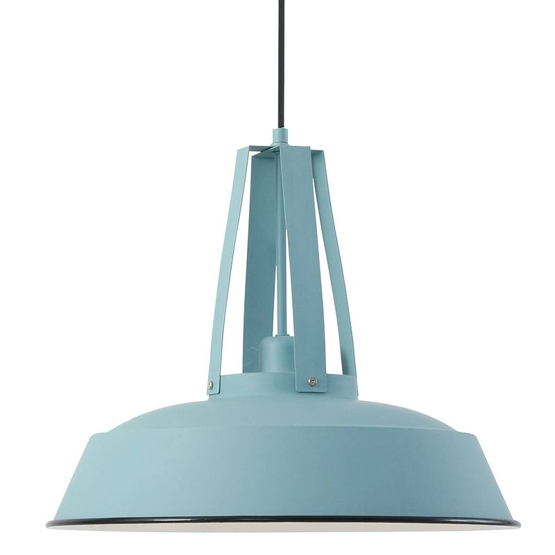 Foto van Industriële hanglamp - mexlite - metaal - industrieel - e27 - l: 42cm - voor binnen - woonkamer - eetkamer - blauw