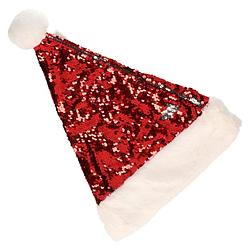 Foto van Witbaard kerstmuts pailletten switch polyester rood/zilver one-size