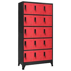 Foto van Vidaxl lockerkast 90x40x180 cm staal antracietkleurig en rood