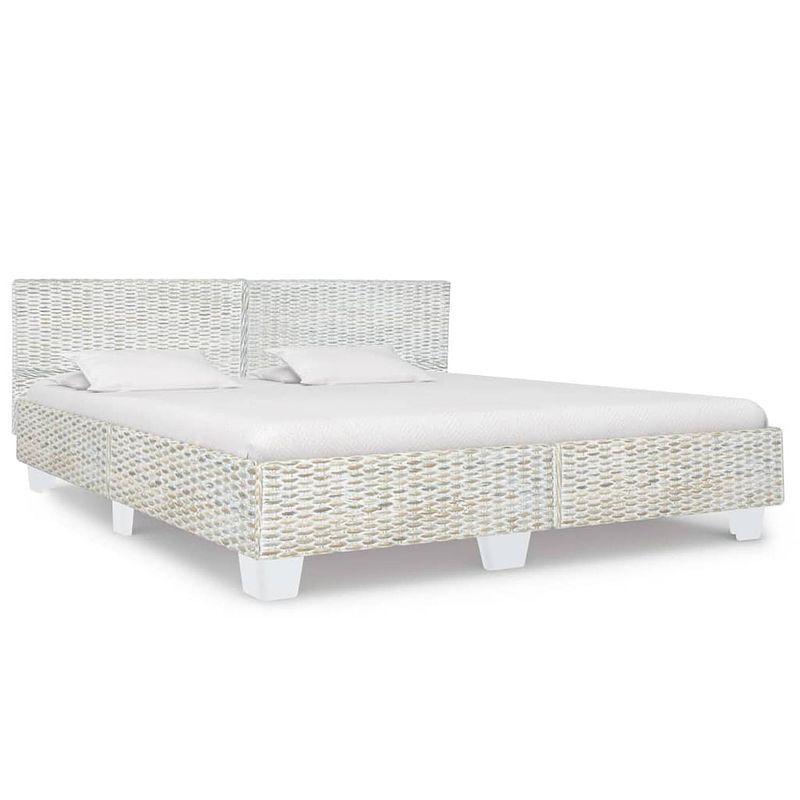 Foto van Vidaxl bedframe natuurlijk rattan grijs 180x200 cm