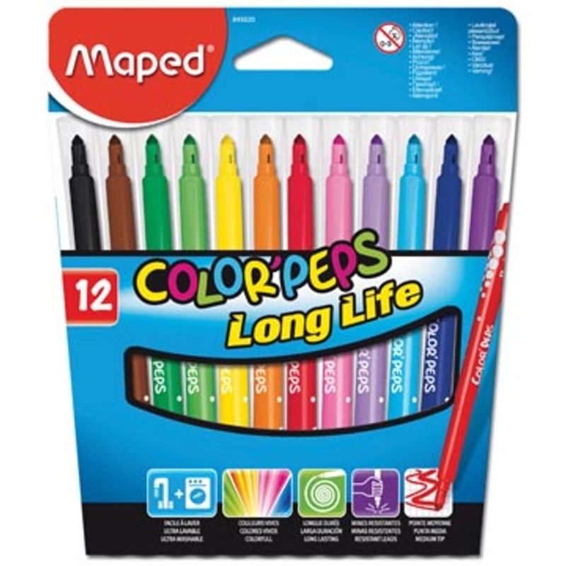 Foto van Maped viltstift color'speps 12 stiften in een kartonnen etui