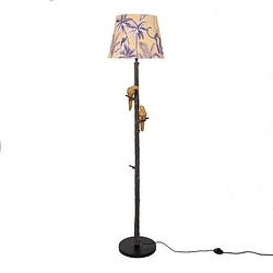 Foto van Clayre & eef vloerlamp ø 37*165 cm zwart goudkleurig metaal textiel papegaai staande lamp woonaccessoires